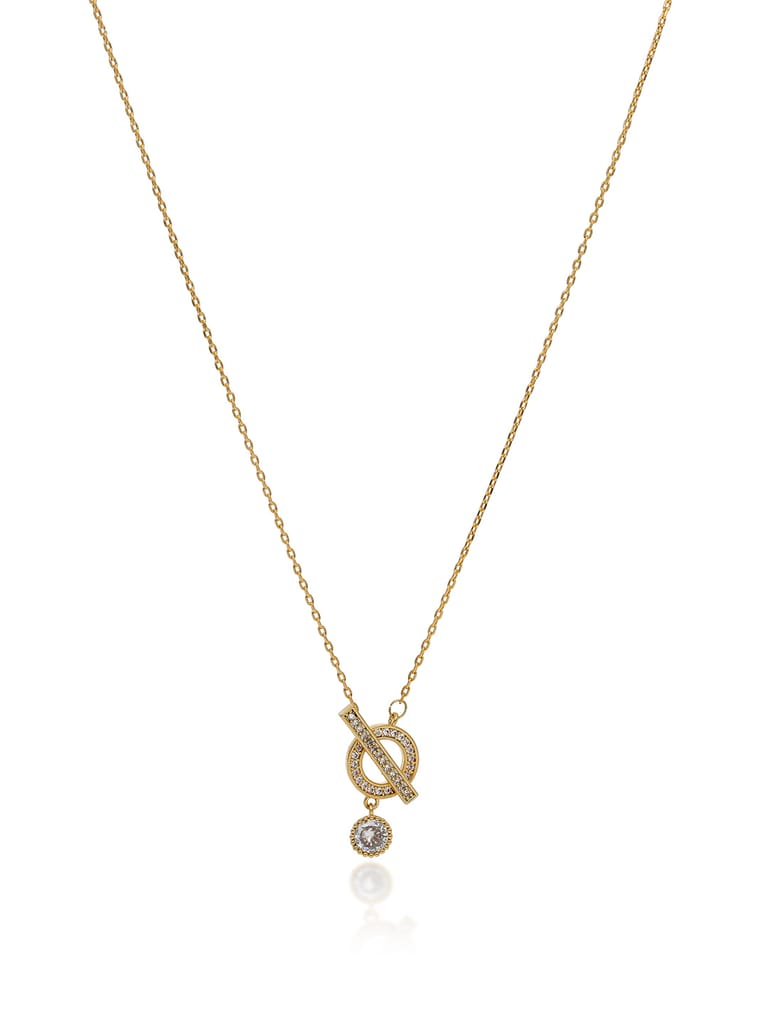 AD / CZ Pendant with Chain Set in Gold finish - CNB4647