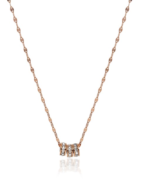 AD / CZ Pendant with Chain Set in Rose Gold finish - CNB4654