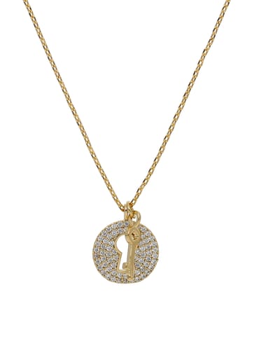 AD / CZ Pendant with Chain Set in Gold finish - CNB4659