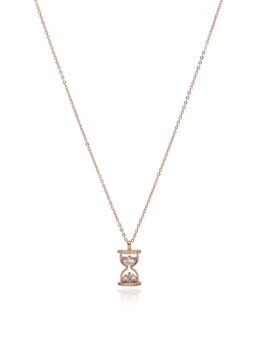 AD / CZ Pendant with Chain Set in Rose Gold finish - CNB4661
