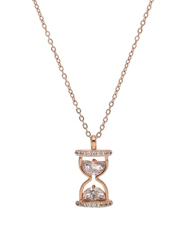 AD / CZ Pendant with Chain Set in Rose Gold finish - CNB4661