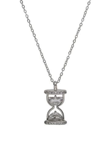 AD / CZ Pendant with Chain Set in Rhodium finish - CNB4662