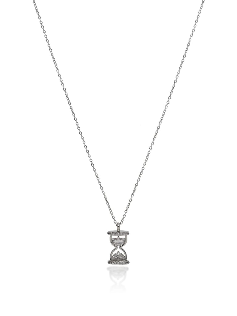 AD / CZ Pendant with Chain Set in Rhodium finish - CNB4662