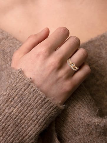 AD / CZ Finger Ring in Rose Gold finish - CNB4685