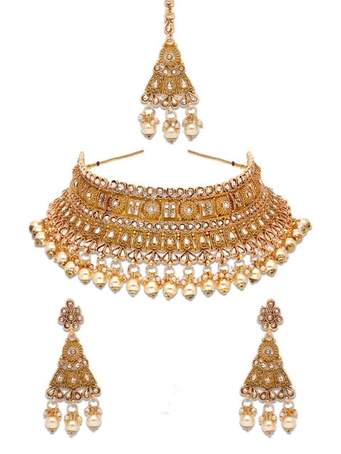 Antique Necklace Set in Gold finish - CNB6679