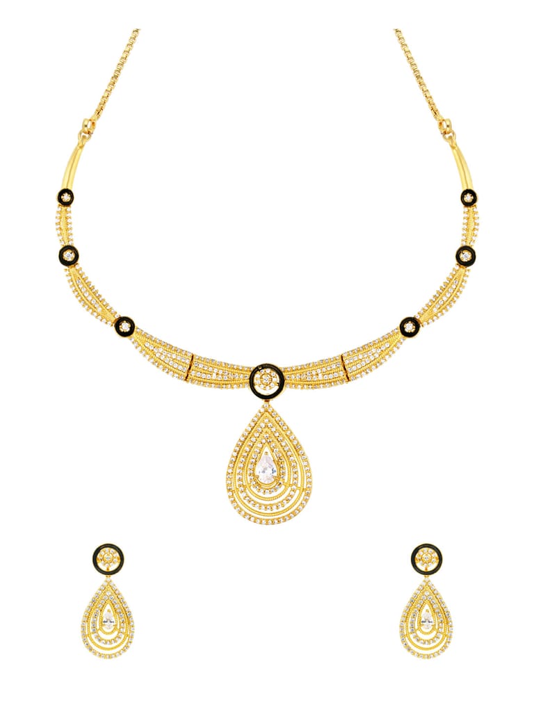 AD / CZ Necklace Set in Gold finish - ADNJP606