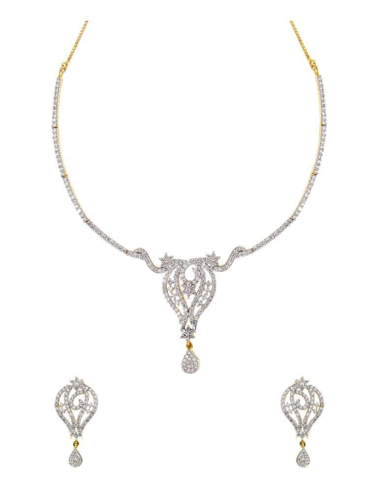 AD / CZ Necklace Set in Two Tone finish - ADN326