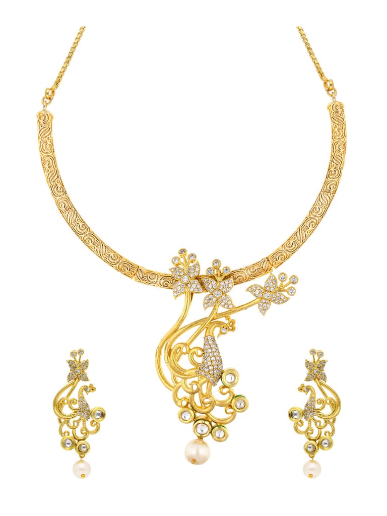 AD / CZ Necklace Set in Gold finish - ADN840