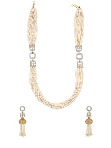 AD / CZ Long Necklace Set in Two Tone finish - ADMA1