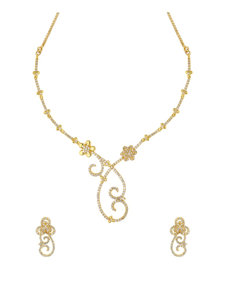AD / CZ Necklace Set in Gold finish - ADN43