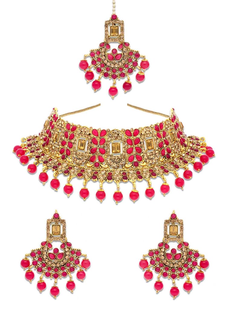 Antique Necklace Set in Oxidised Gold finish - CNB8526