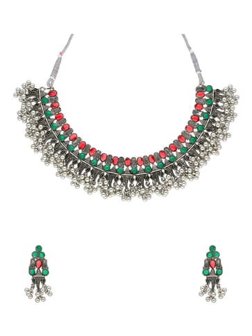 Necklace Set in Oxidised Silver finish - SHA4091