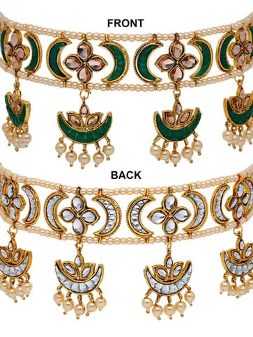 Reversible Antique Choker Necklace Set in Gold finish - PRT6801