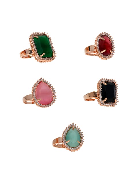 AD / CZ Finger Ring in Assorted color and Rose Gold finish - PPP604ARG