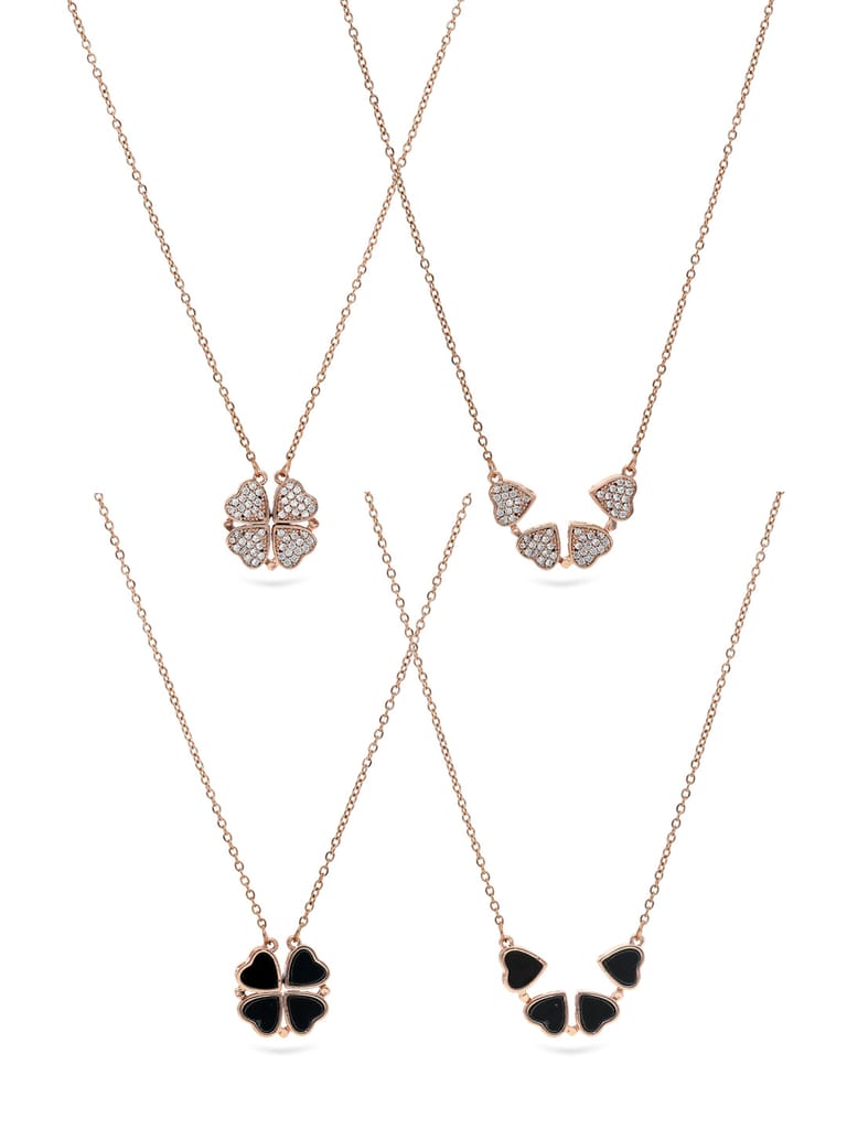 AD / CZ Heart Shape Reversible Pendant in Rose Gold finish - CNB29140