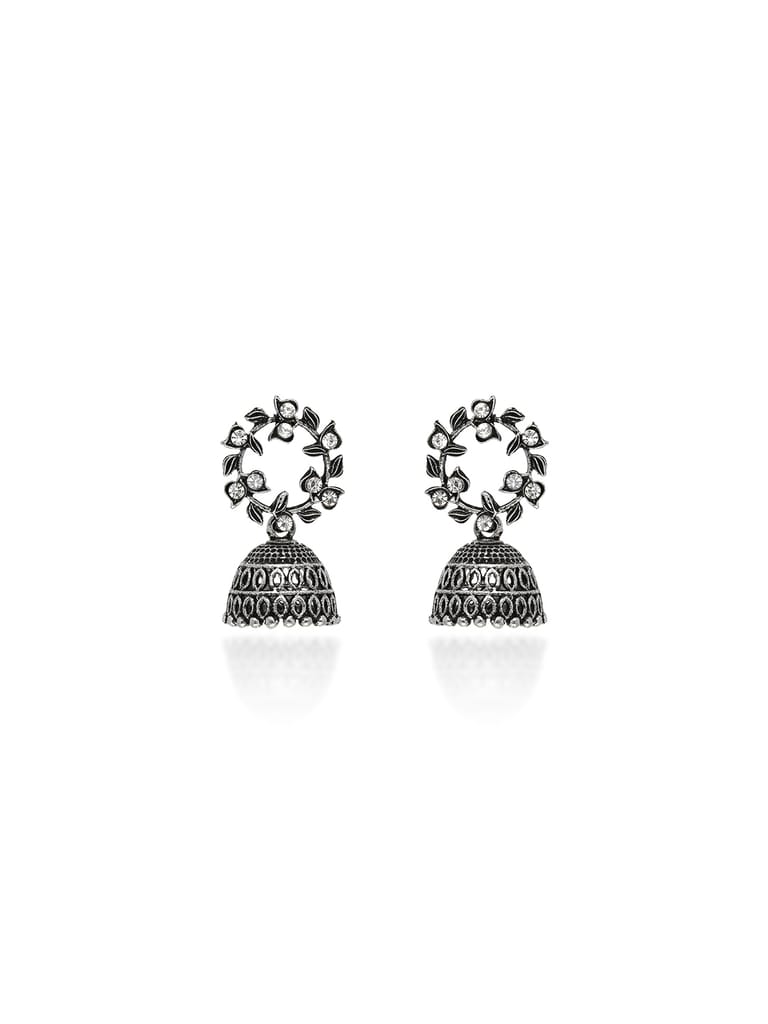 Jhumka Earrings in Oxidised Silver finish - TAH112