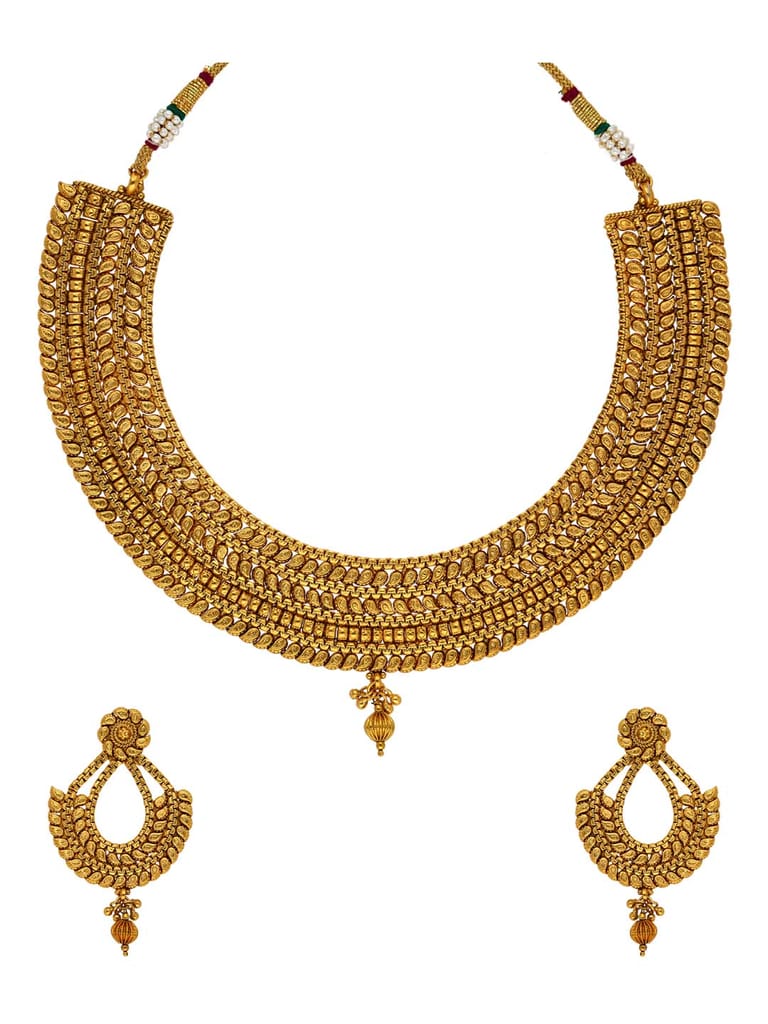 Antique Necklace Set in Gold finish - AMN143