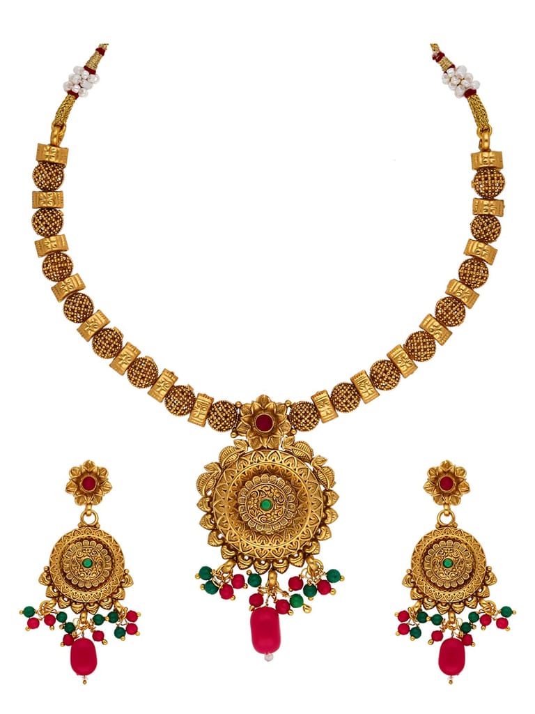 Antique Necklace Set in Rajwadi finish - AMN153