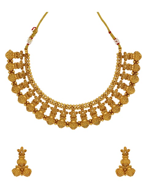 Antique Necklace Set in Rajwadi finish - AMN159
