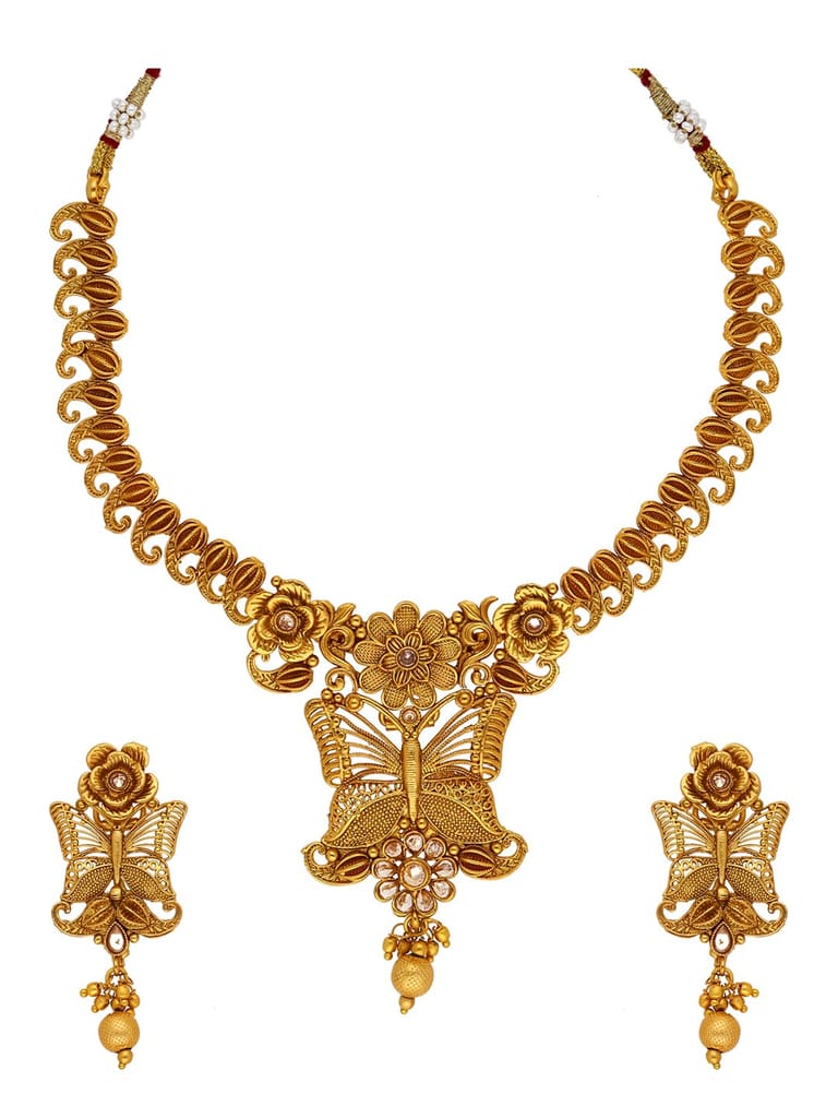 Antique Necklace Set in Rajwadi finish - AMN163