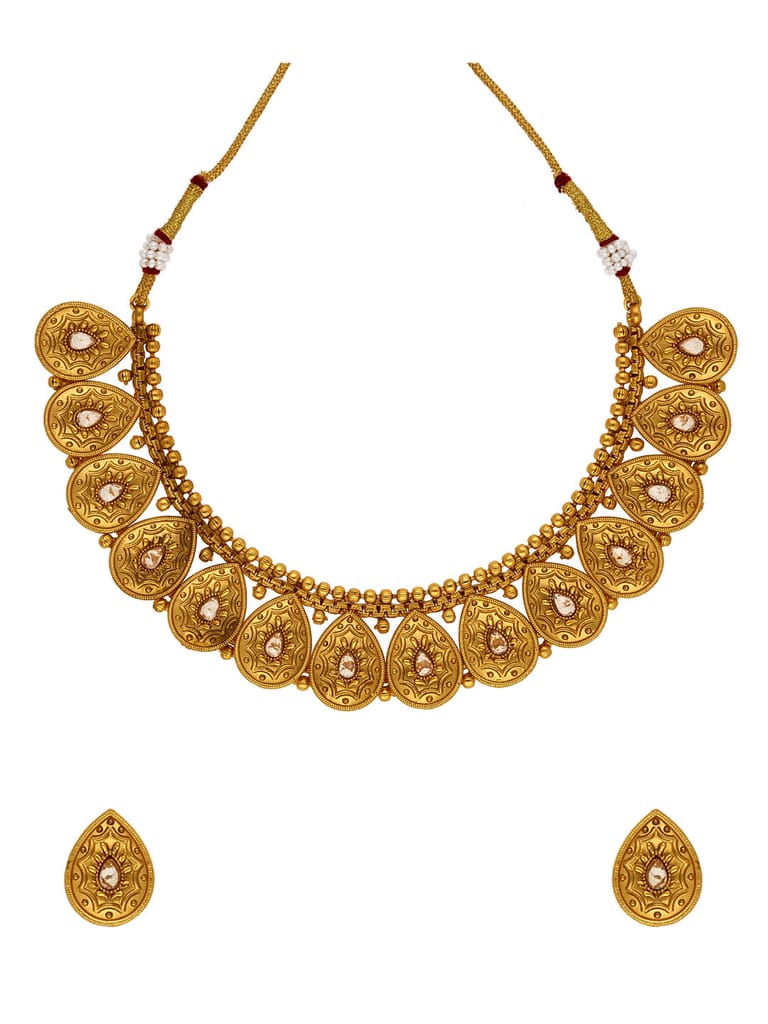 Antique Necklace Set in Rajwadi finish - AMN162