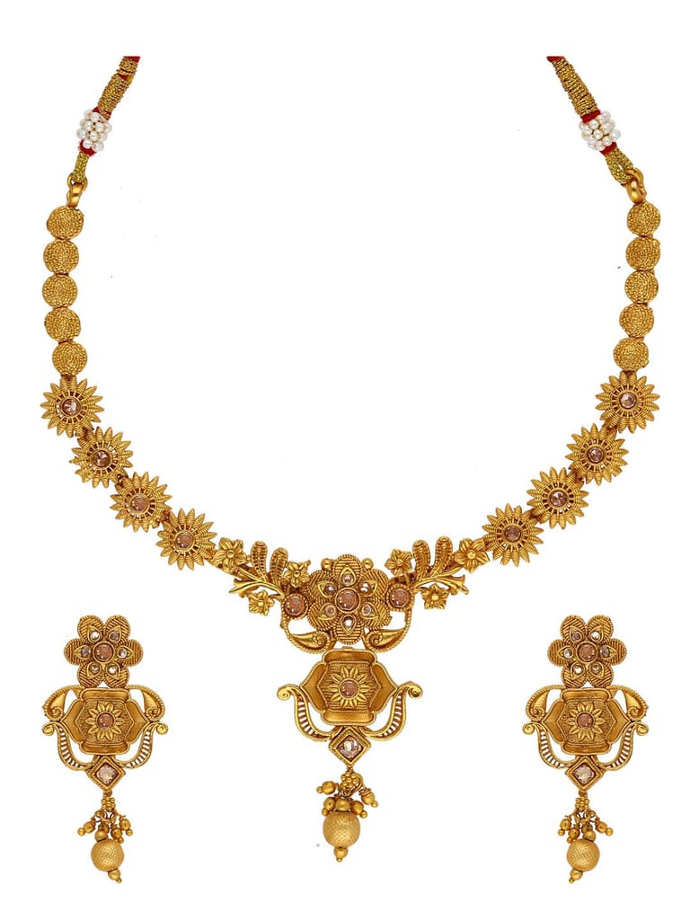 Antique Necklace Set in Rajwadi finish - AMN176