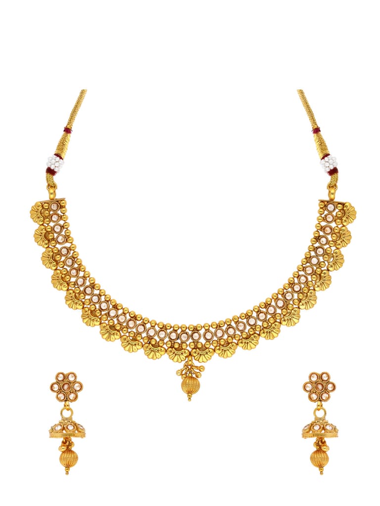 Antique Necklace Set in Gold finish - AMN116