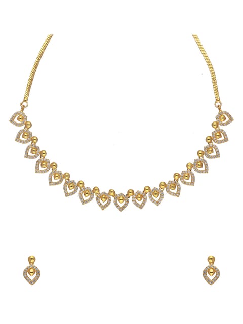 AD / CZ Necklace Set in Gold finish - NFJ759G