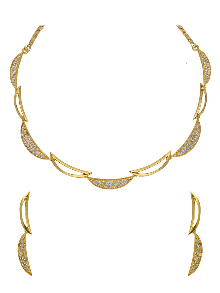 AD / CZ Necklace Set in Gold finish - NFJ592G