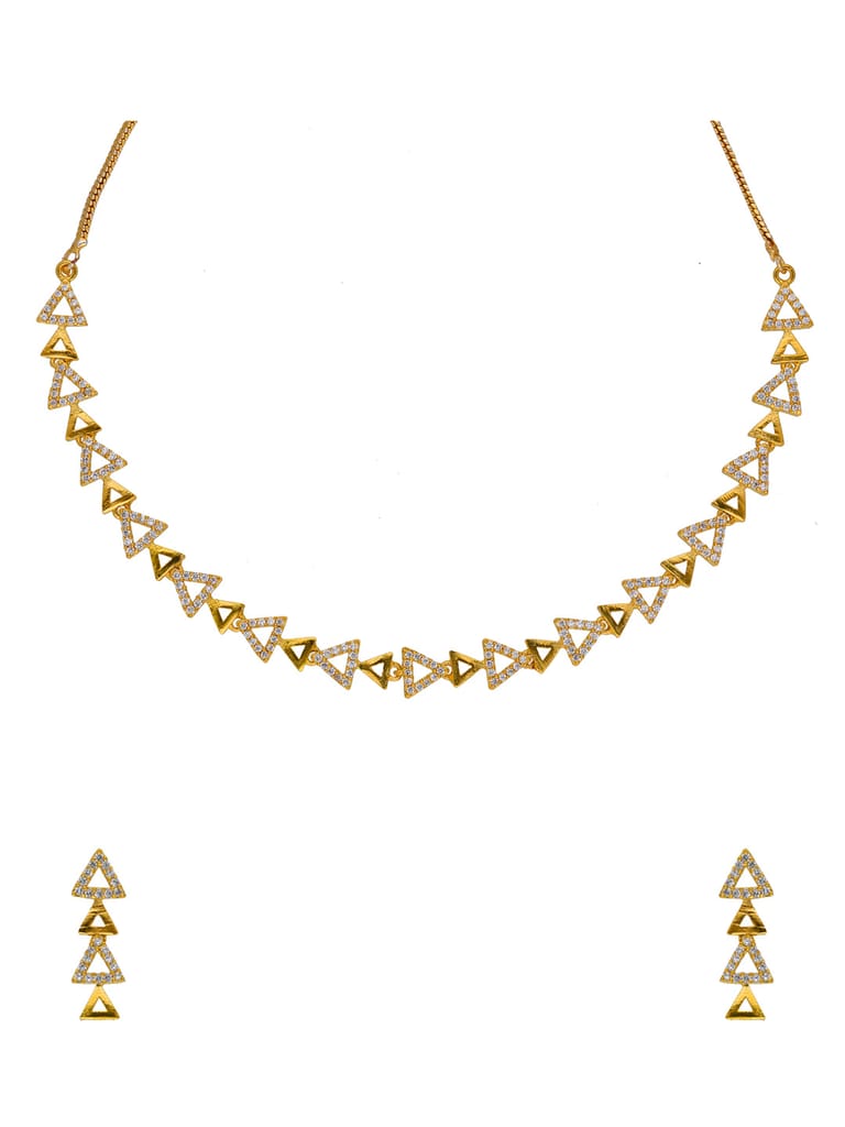 AD / CZ Necklace Set in Gold finish - NFJ134G