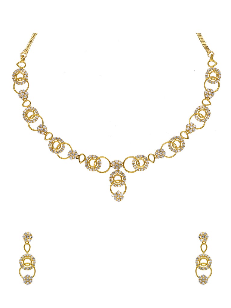 AD / CZ Necklace Set in Gold finish - NFJ981G