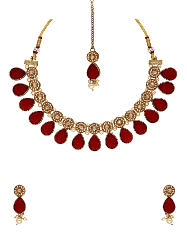Antique Necklace Set in Mehendi finish - KOT863