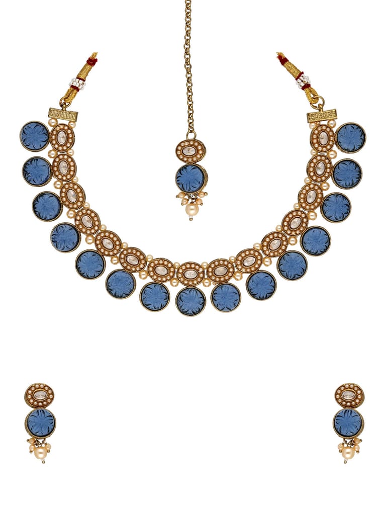 Antique Necklace Set in Mehendi finish - KOT864