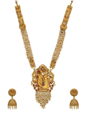 Temple Long Necklace Set in Gold finish - AMN177