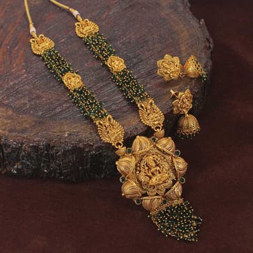 Temple Long Necklace Set in Gold finish - AMN183