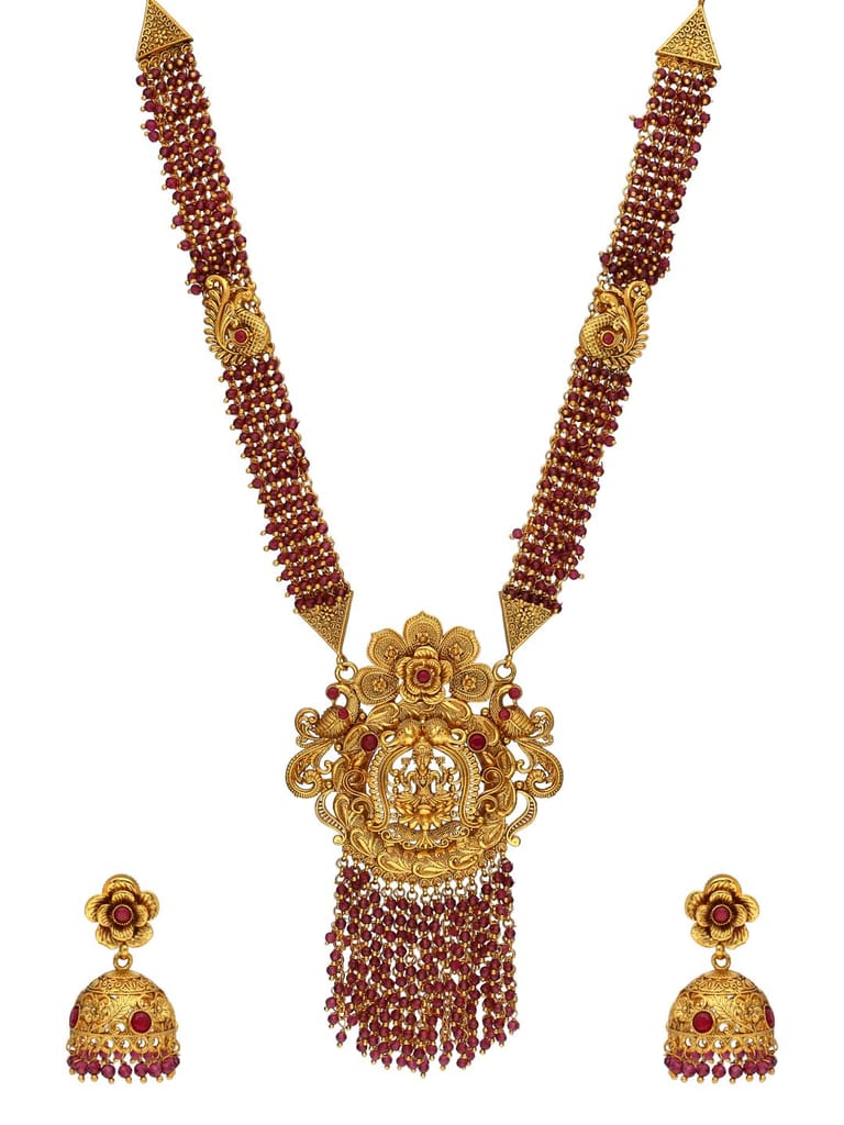 Temple Long Necklace Set in Gold finish - AMN192