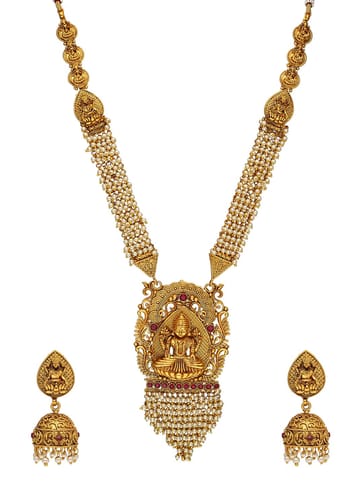 Temple Long Necklace Set in Gold finish - AMN197