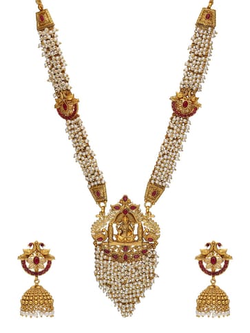 Temple Long Necklace Set in Gold finish - AMN194