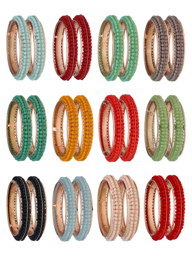 Crystal Bangles in Assorted color and Rose Gold finish - MOK586