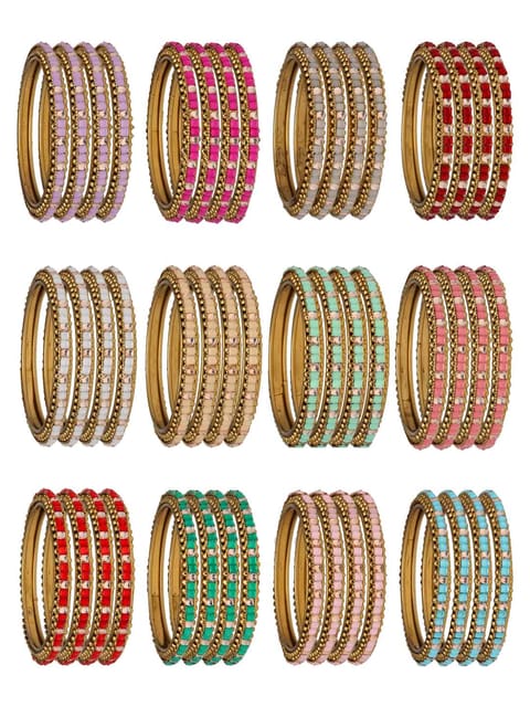 Traditional Bangles in Assorted color and Gold finish - BEA6022
