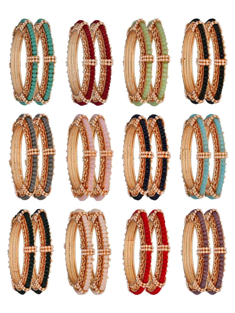 Crystal Bangles in Assorted color Rose Gold finish - NKP54