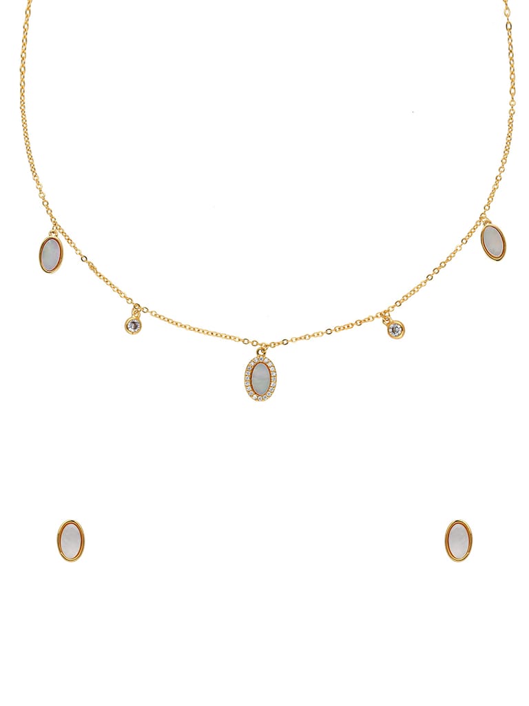 Western Necklace Set in Gold finish with MOP - CNB29952