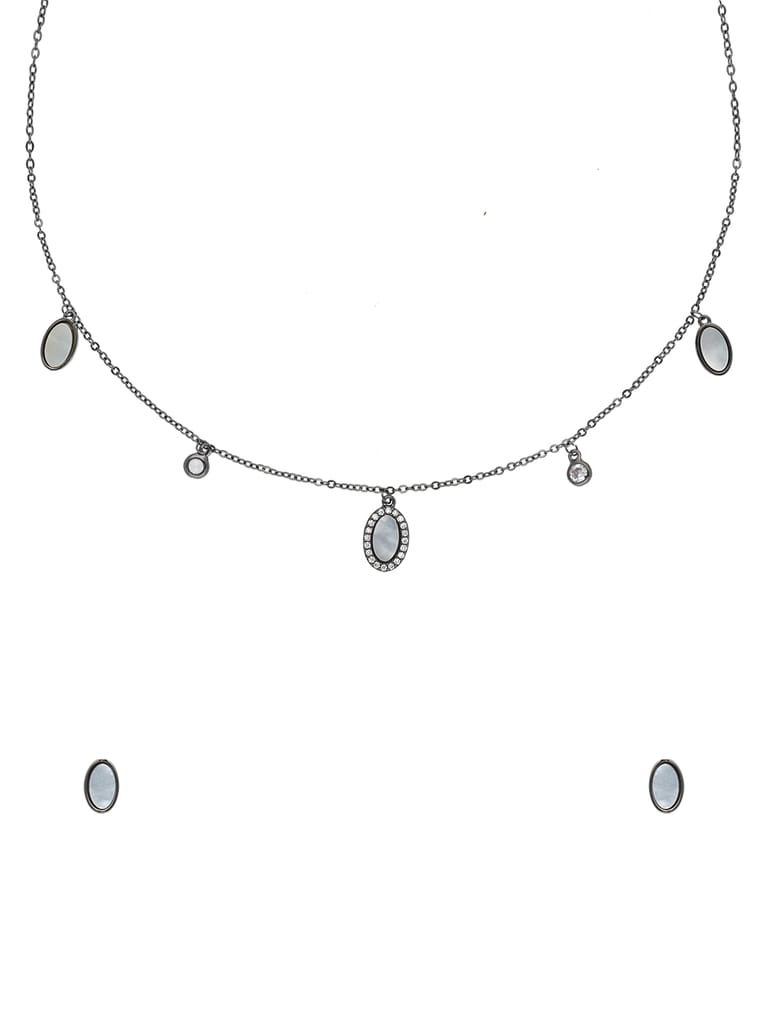 Western Necklace Set in Black Rhodium finish with MOP - CNB29954
