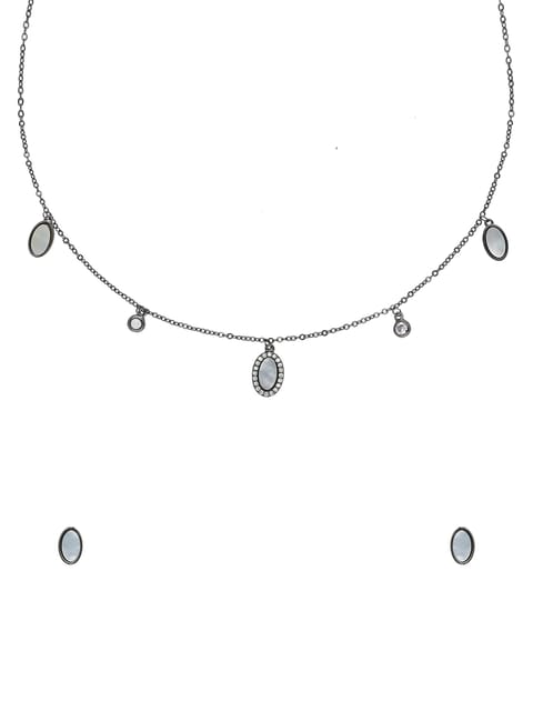 Western Necklace Set in Black Rhodium finish with MOP - CNB29954