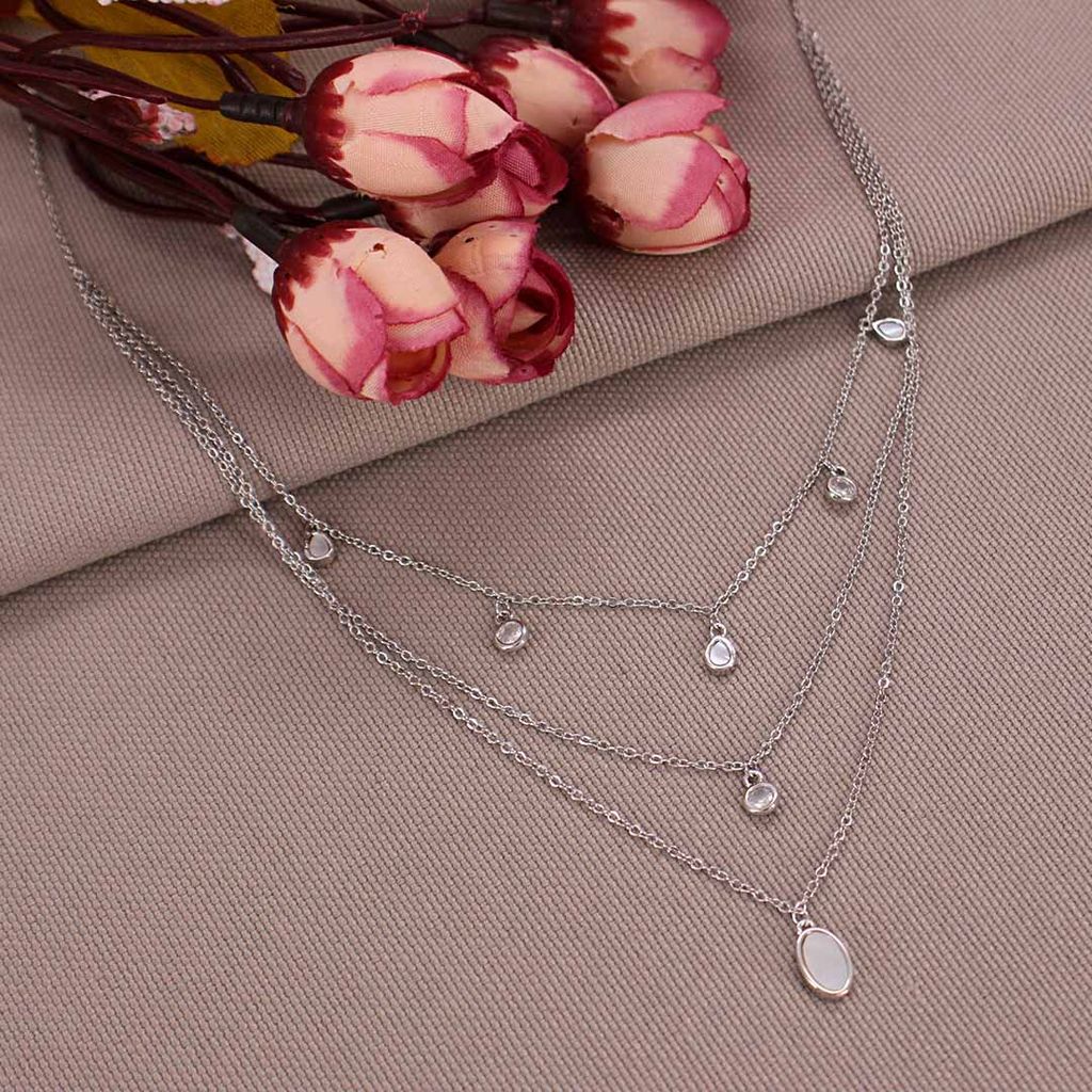Western Necklace in Rhodium finish with MOP - CNB29976