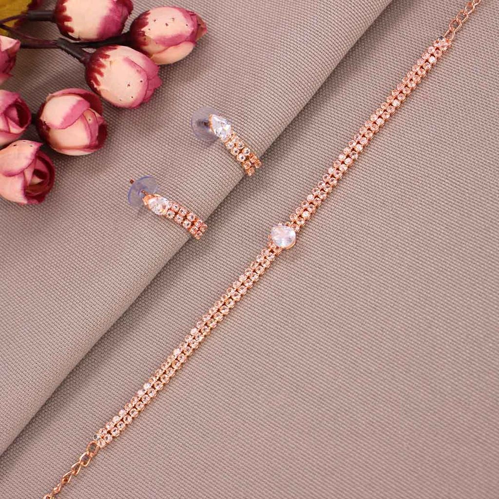 Western Choker Necklace Set in Rose Gold finish - CNB29868