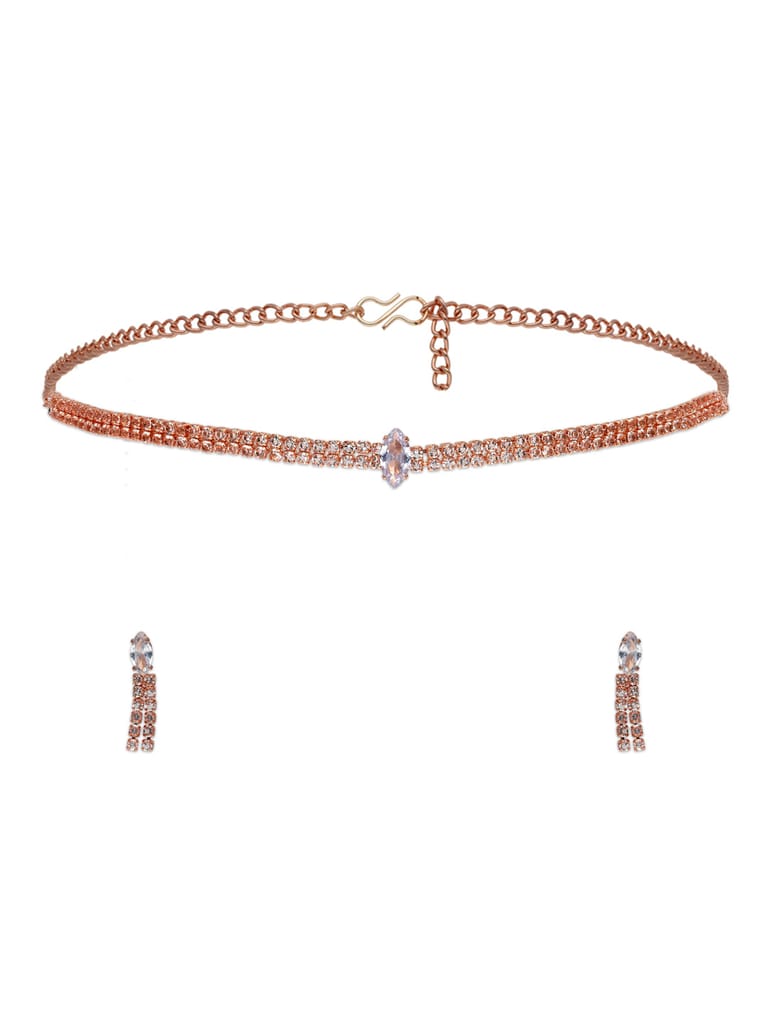 Western Choker Necklace Set in Rose Gold finish - CNB29877