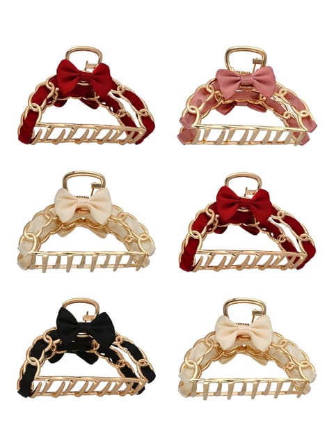 Fancy Butterfly Clip in Assorted color and Gold finish - CNB30395