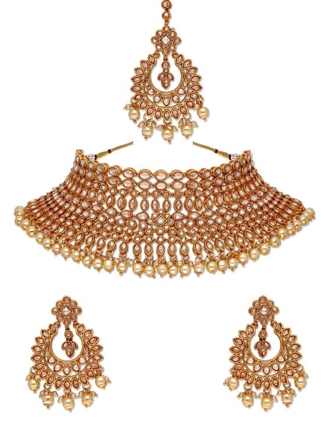 Reverse AD Necklace Set in Gold finish - AOA7414