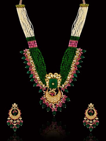 Kundan Long Necklace Set in Gold finish - CNB30749